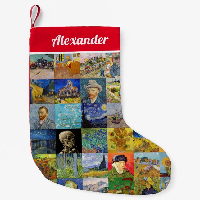 Vincent van Gogh - Masterpieces Mosaic Patchwork Small Christmas Stocking (Front)