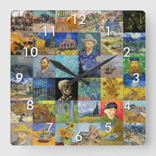Vincent van Gogh - Masterpieces Mosaic Patchwork Square Wall Clock