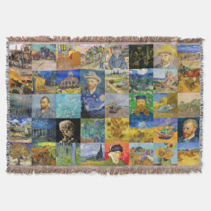 Vincent van Gogh - Masterpieces Mosaic Patchwork Throw Blanket