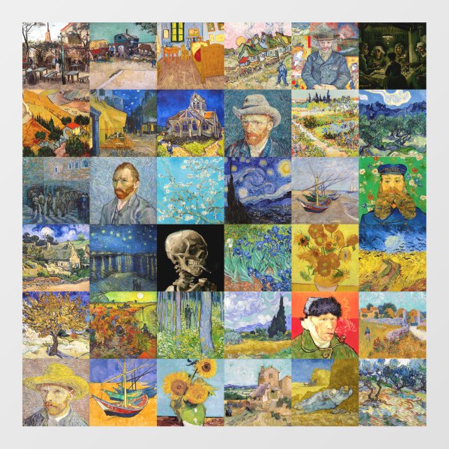 Vincent van Gogh - Masterpieces Mosaic Patchwork Window Cling (Sheet)