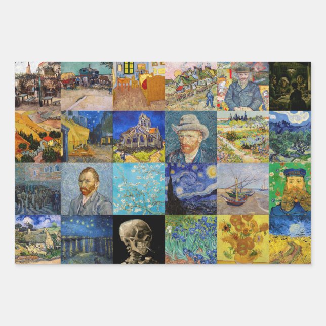 Vincent van Gogh - Masterpieces Mosaic Patchwork Wrapping Paper Sheet (Front)
