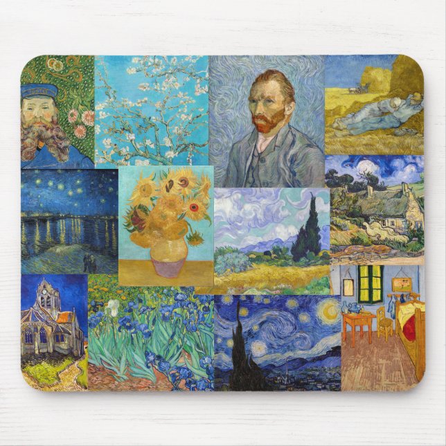 Vincent Van Gogh - Masterpieces Patchwork Mouse Mat (Front)