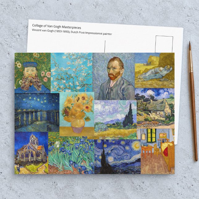 Vincent Van Gogh - Masterpieces Patchwork Postcard (Creator Uploaded)