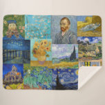 Vincent Van Gogh - Masterpieces Patchwork Sherpa Blanket<br><div class="desc">Vincent Van Gogh - Masterpieces Patchwork</div>