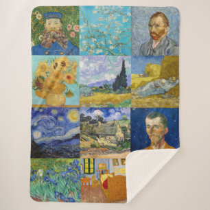 Vincent Van Gogh - Masterpieces Patchwork Sherpa Blanket