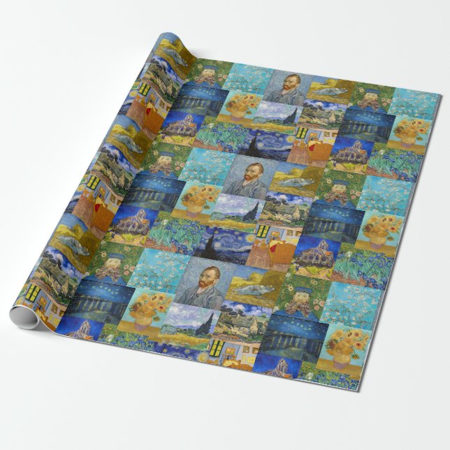 Vincent Van Gogh - Masterpieces Patchwork Wrapping Paper (Unrolled)