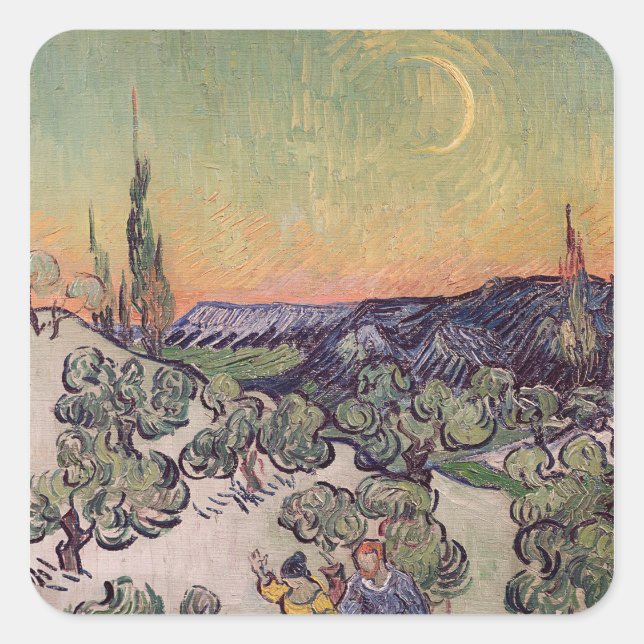 Vincent van Gogh | Moonlit Landscape, 1889 Square Sticker (Front)