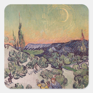 Vincent van Gogh Moonlit Landscape, 1889 Square Sticker