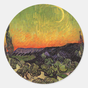 Vincent Van Gogh Moonlit Landscape Classic Round Sticker