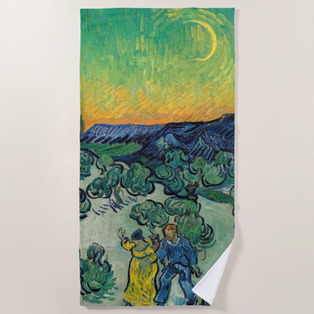 Vincent van Gogh - Moonlit Landscape with Couple Beach Towel (Front)