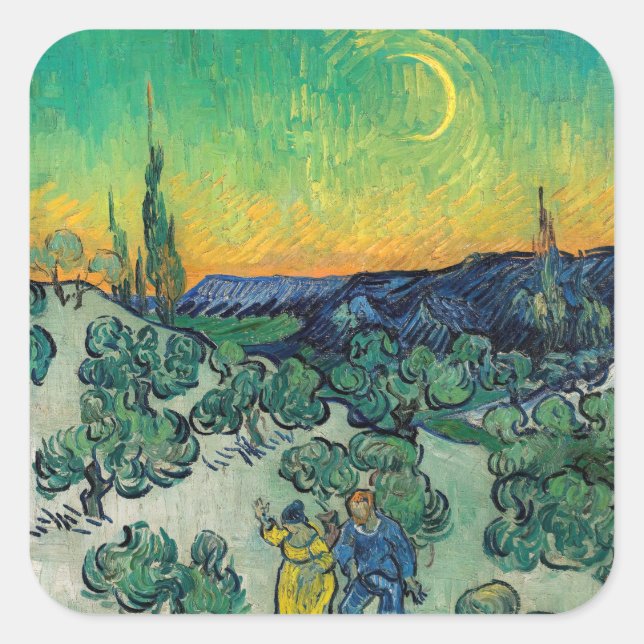 Vincent van Gogh - Moonlit Landscape with Couple Square Sticker (Front)
