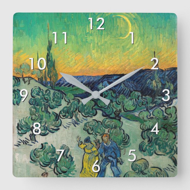 Vincent van Gogh - Moonlit Landscape with Couple Square Wall Clock (Front)