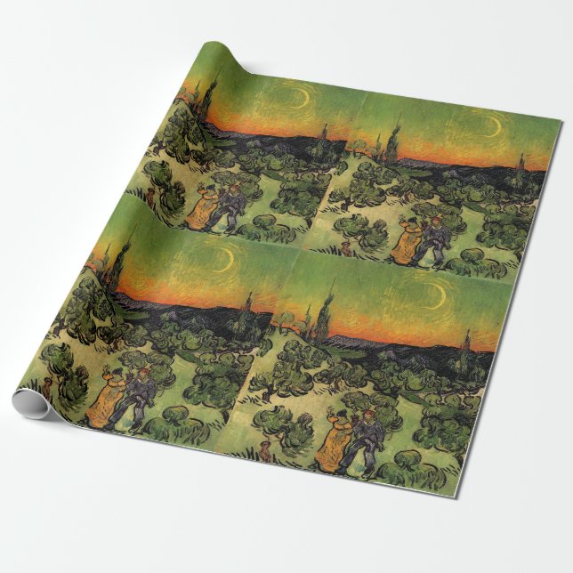 Vincent Van Gogh Moonlit Landscape Wrapping Paper (Unrolled)
