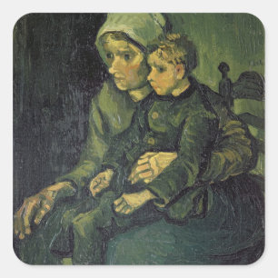 Vincent van Gogh   Mother and Child, 1885 Square Sticker