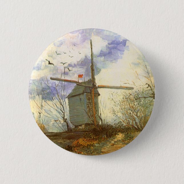Vincent van Gogh - Moulin de la Galette, Windmill 6 Cm Round Badge (Front)