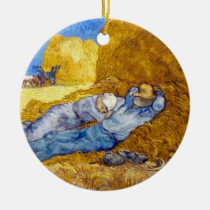 Vincent Van Gogh - Noon Rest From Work - Fine Art Ceramic Tree Decoration