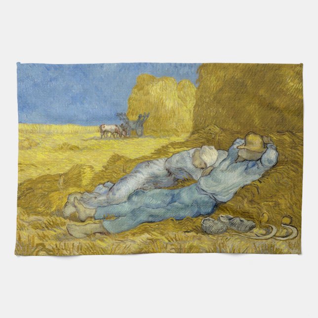 Vincent Van Gogh - Noon, Rest from work / Siesta Tea Towel (Horizontal)