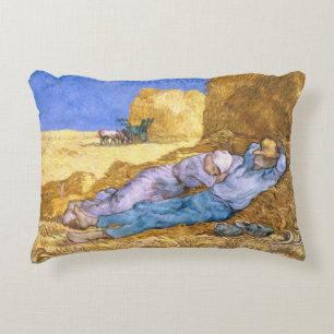 Vincent van Gogh   Noon, The Siesta, after Millet Decorative Cushion