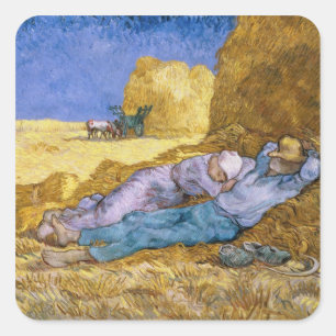 Vincent van Gogh   Noon, The Siesta, after Millet Square Sticker