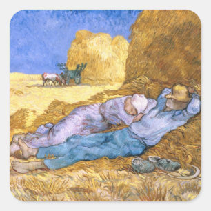 Vincent van Gogh Noon, The Siesta, after Millet Square Sticker