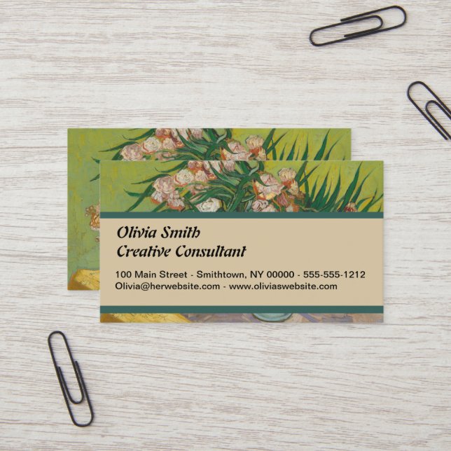 Vincent Van Gogh Oleander flower painting Business Card (Front/Back In Situ)