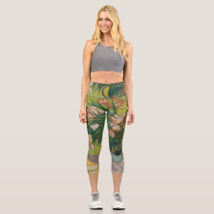 Vincent Van Gogh Oleander flower painting Capri Leggings