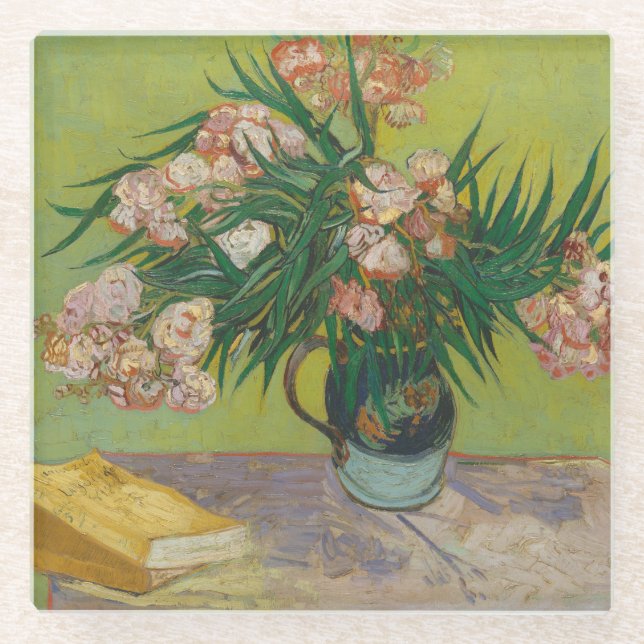 Vincent Van Gogh Oleander flower painting Glass Coaster (Front)