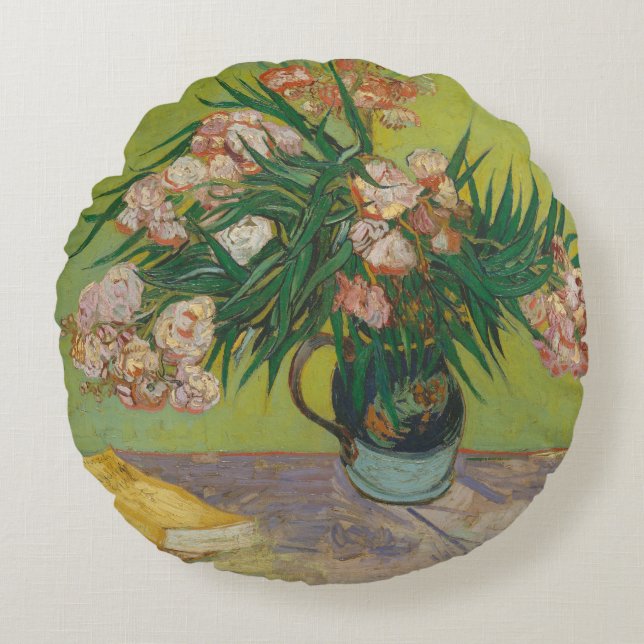 Vincent Van Gogh Oleander flower painting Round Cushion (Front)