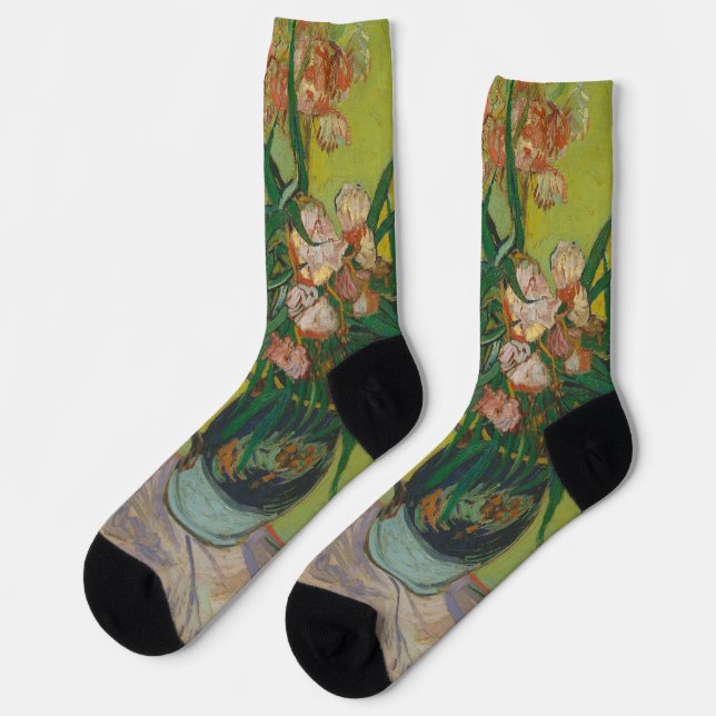 Vincent Van Gogh Oleander flower painting Socks (Left)