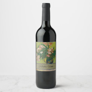 Vincent Van Gogh Oleander flower painting Wine Label