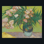 Vincent Van Gogh Oleanders Faux Canvas Print<br><div class="desc">Beautiful artwork from 1888 by the famous impressionist painter Vincent Van Gogh. This impressionism floral art features Oleander flowers in a vase on a table with yellow books on a nice green print for vintage room decor.</div>