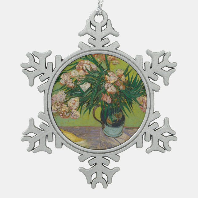 Vincent Van Gogh | Oleanders Snowflake Pewter Christmas Ornament (Front)