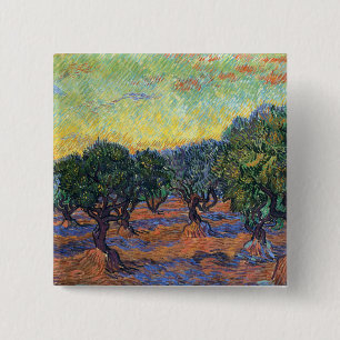 Vincent Van Gogh Olive Grove Impressionism Art 15 Cm Square Badge