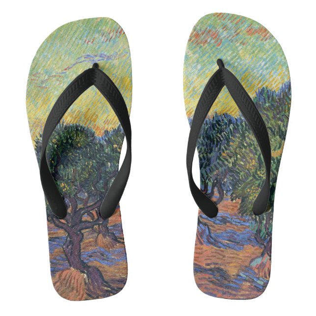 Vincent Van Gogh Olive Grove Impressionism Art Flip Flops (Footbed)