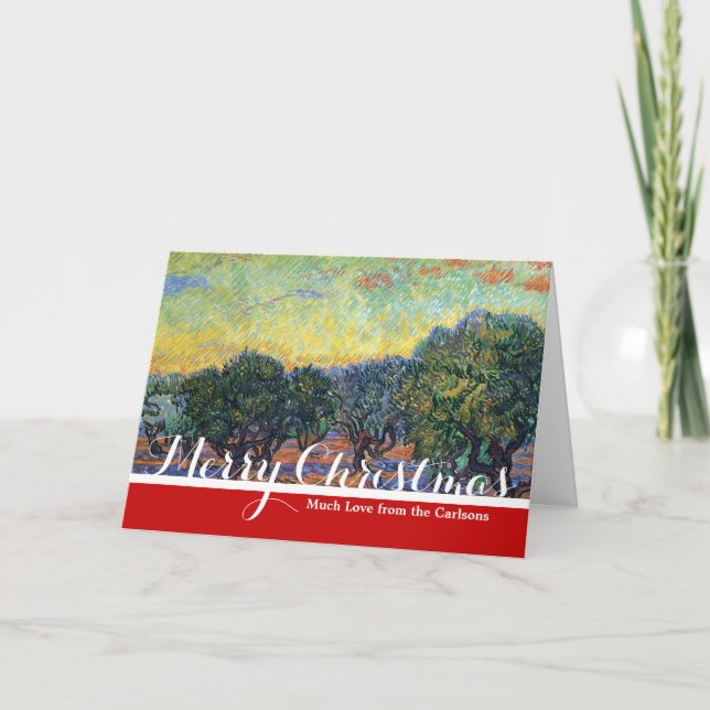 Vincent Van Gogh Olive Grove Impressionism Art Holiday Card (Front)