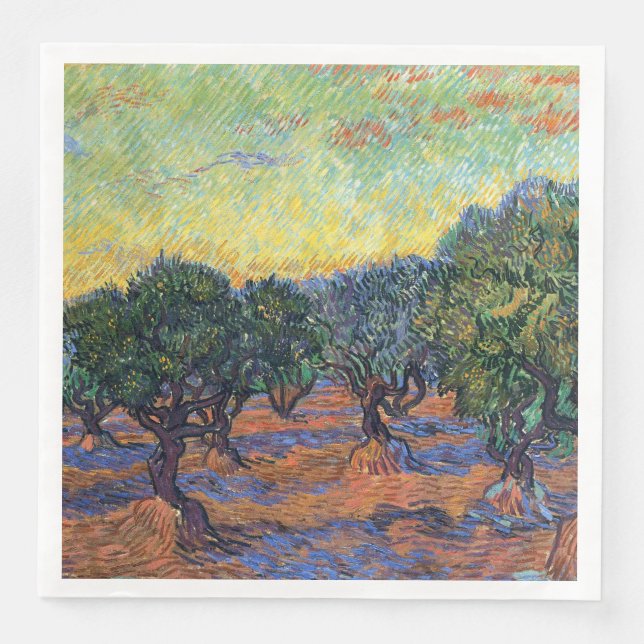 Vincent Van Gogh Olive Grove Impressionism Art Napkin (Front)
