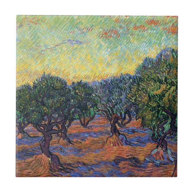Vincent Van Gogh Olive Grove Impressionism Art Tile (Front)