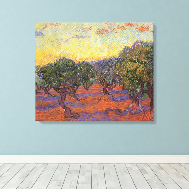Vincent van Gogh - Olive Grove, Orange Sky Canvas Print (Insitu(Wood Floor))