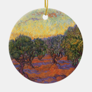 Vincent van Gogh - Olive Grove, Orange Sky Ceramic Tree Decoration