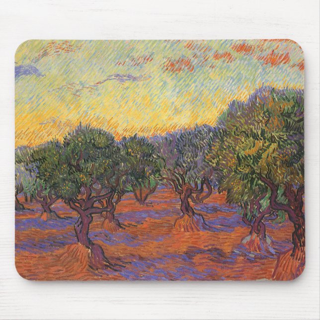 Vincent van Gogh - Olive Grove, Orange Sky Mouse Mat (Front)