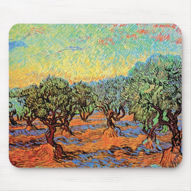 Vincent Van Gogh - Olive Grove with Orange Sky Mouse Mat (Front)