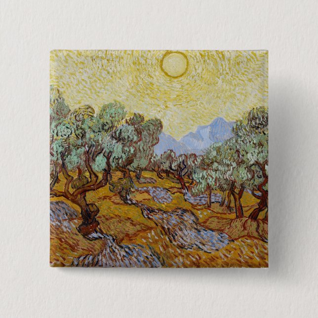 Vincent van Gogh | Olive Trees, 1889 15 Cm Square Badge (Front)