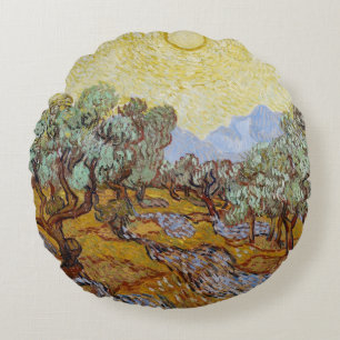 Vincent van Gogh   Olive Trees, 1889 Round Cushion