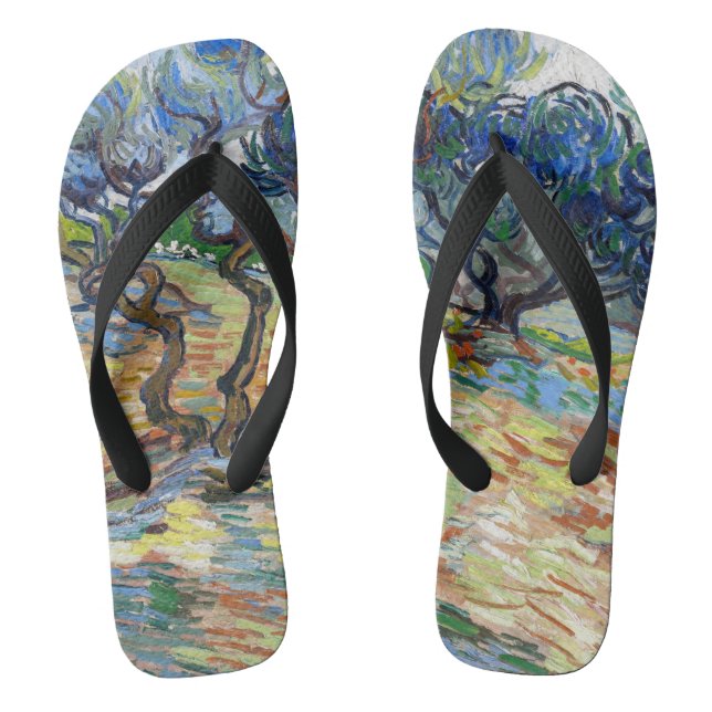 Vincent van Gogh - Olive Trees: Bright blue sky Flip Flops (Footbed)