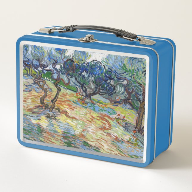 Vincent van Gogh - Olive Trees: Bright blue sky Metal Lunch Box (Front)