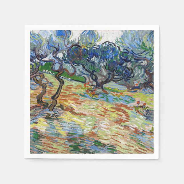 Vincent van Gogh - Olive Trees: Bright blue sky Napkin (Front)