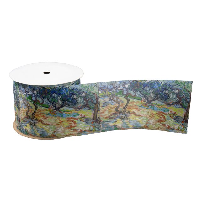 Vincent van Gogh - Olive Trees: Bright blue sky Satin Ribbon (Spool)