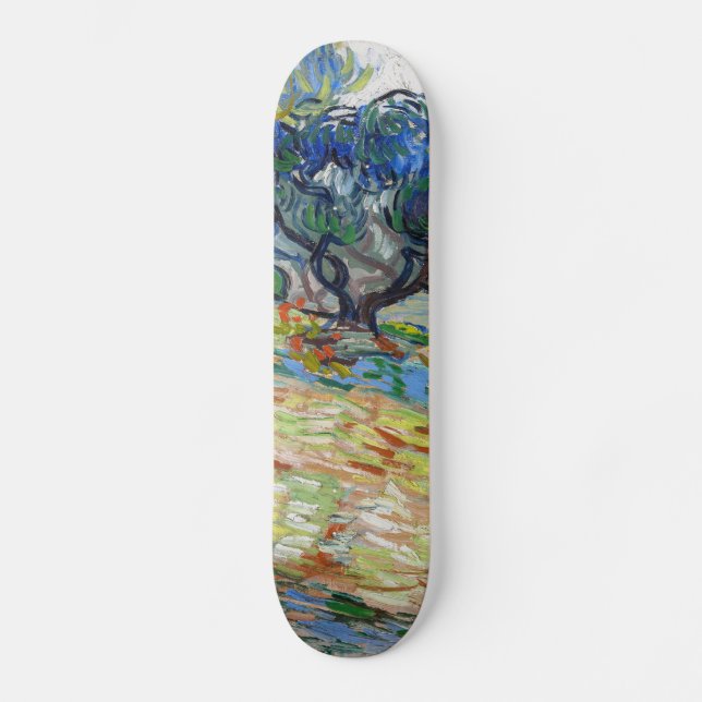 Vincent van Gogh - Olive Trees: Bright blue sky Skateboard (Front)