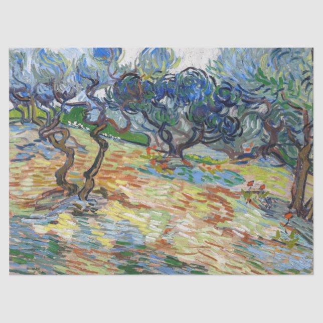 Vincent van Gogh - Olive Trees: Bright blue sky Tissue Paper (Front)