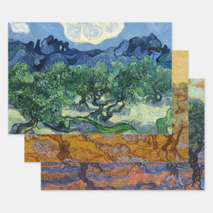 Vincent Van Gogh Olive Trees Mountain Landscape Wrapping Paper Sheet